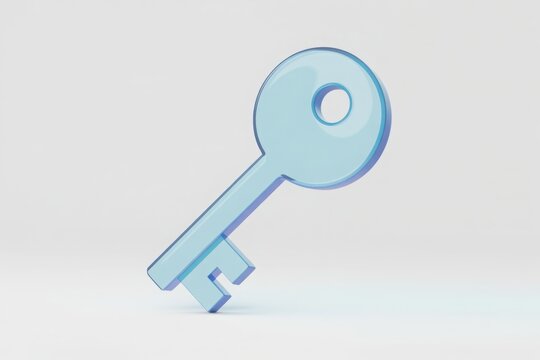 A solitary, see-through key resting, casting a shadow