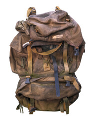 Isolated Worn Canvas Backpack