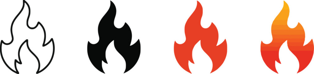 fire, flame, icon, symbol, heat, energy, hot, burn, danger, warning, graphic, design, illustration, element, abstract, simple, outline, solid, color, red, orange, yellow, black, white background, vect