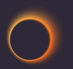 Bright neon circle resembling an eclipse, glowing with a vibrant halo of light. perfect for creative designs.