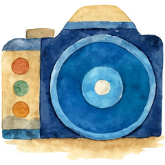  Whimsical Watercolor Blue Camera