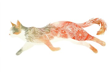 Naklejka premium Cat running art animal mammal.