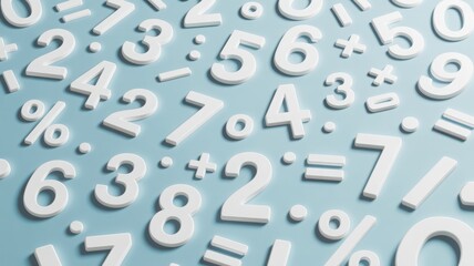 A visual display of various numbers and mathematical symbols in a repeating pattern