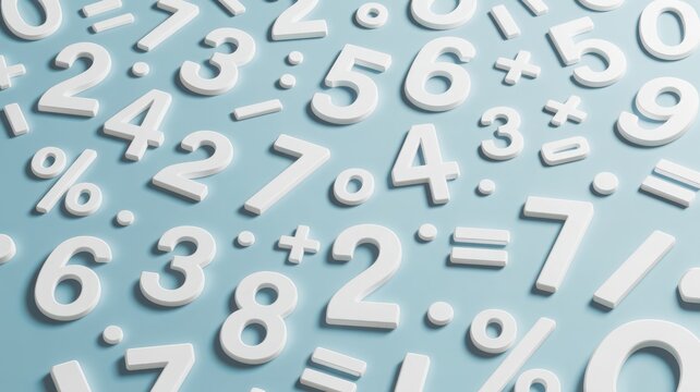 A visual display of various numbers and mathematical symbols in a repeating pattern