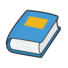 Blue book with a yellow square cover perfect for educational designs, book covers, school presentations, or office stationery concepts