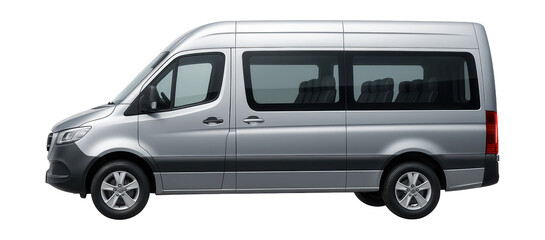 Passenger minibus with large side windows and stylish door handles.