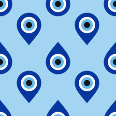 Blue Teardrop Evil Eye Alternating Pattern