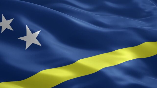 Dynamic Micronesia flag waving in wind with patriotic blue and yellow design for travel, culture, and national pride concepts