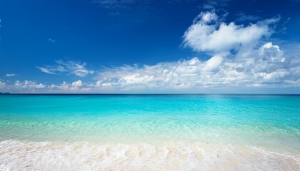 serene beach landscape with turquoise water and blue sky with clouds serenity