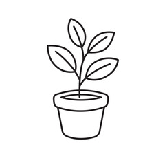 Plant with leaves line art illustration