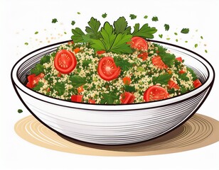 fresh tabbouleh salad in white bowl healthy meal