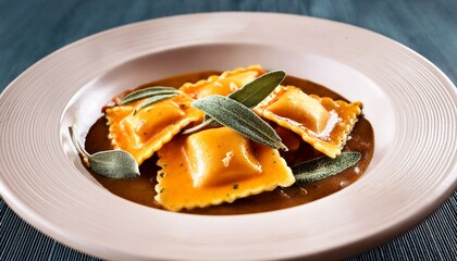 butternut squash ravioli with sage and brown butter sauce