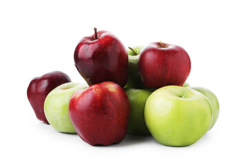 Red and green ripe apples isolated on white