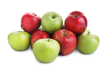 Red and green ripe apples isolated on white