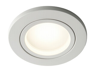 Recessed round LED spotlight mounted in the train ceiling.