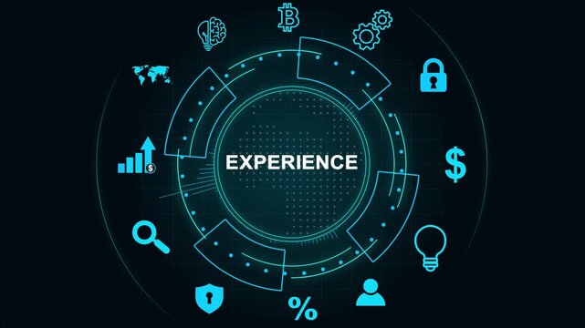 EXPERIENCE inscription, social networking concept. Business, Technology, Internet and network concept.