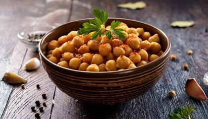 chickpea snack bowl with spices and herbs