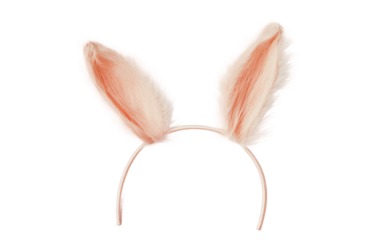 Soft fur bunny ear headband arranged as a whimsical accessory for costume and festive occasions isolated on transparent background PNG