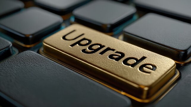 Golden “Upgrade” Button on a Modern Computer Keyboard