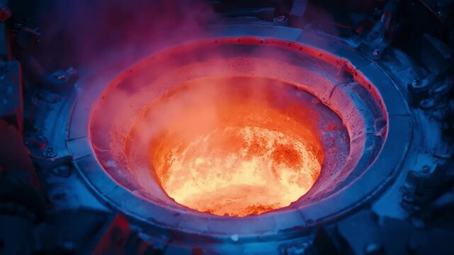 Energyefficient electromagnetic induction furnace in operation highlighting ecofriendly technology and reduced power consumption during metal melting for alloys.