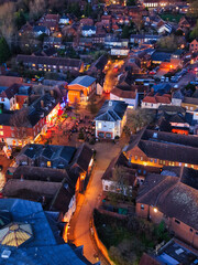 Scenic elevated capture of Alton in Hampshire on the night of the Christmas lights switch on in November 2025