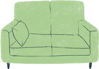 green sofa isolated on white