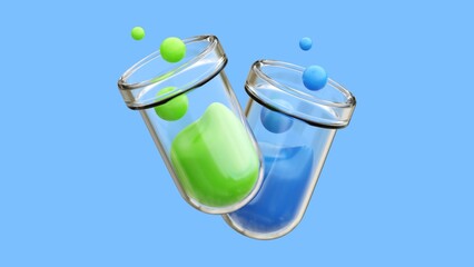 3D Test Tube Science Background with Laboratory Chemistry Elements - 1