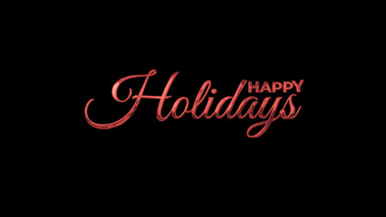 Happy holidays Handwritten image sparkling in red color. Black background, easy to put into any video, perfect for holiday greeting cards,
social media posts, and festive designs

