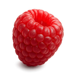Single red raspberry isolated on transparent background