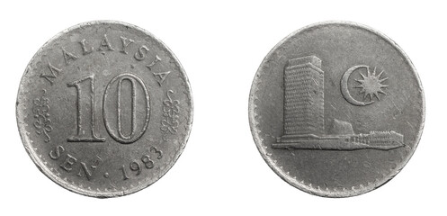 Malaysia ten sen coin on a white isolated background © Krzysztof Bubel
