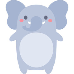 Cute Light Blue Elephant With Pink Cheeks And Ivory Tusks Standing With Front Legs Extended On Transparent Background Vector Illustration