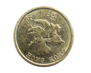 Hong Kong ten cents coin on white isolated background