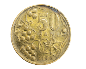 Moldova fifty bani coin on a white isolated background
