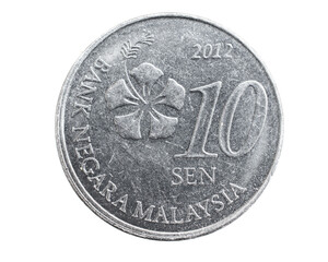 Malaysia ten sen coin on a white isolated background © Krzysztof Bubel