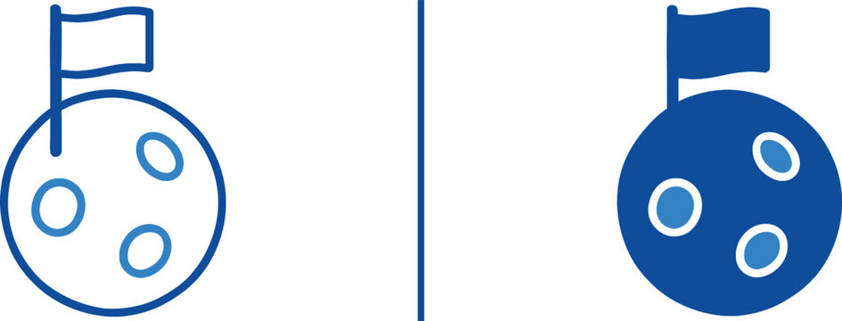 Moon landing: A symbolic representation of humankind's audacious ambition, showcasing a flag planted triumphantly on the lunar surface, a testament to exploration and progress. 