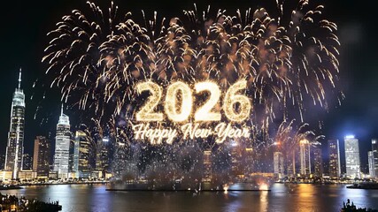 Fireworks exploding in a kaleidoscope of colors above a bustling cityscape, capturing the festive atmosphere and essence of new beginnings, perfect for marking significant milestones like New.