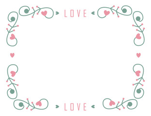 Floral decorative frame with heart and phrase 