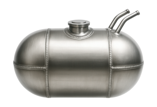 Welded elliptical fuel tank with vent lines for automotive use.