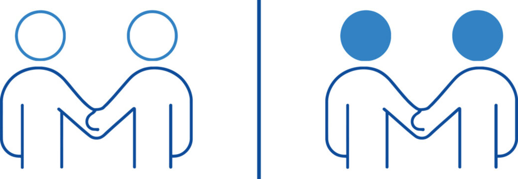 Mutual Support: two persons, one offering comfort and solidarity in a simple visual narrative that focuses on empathy and support