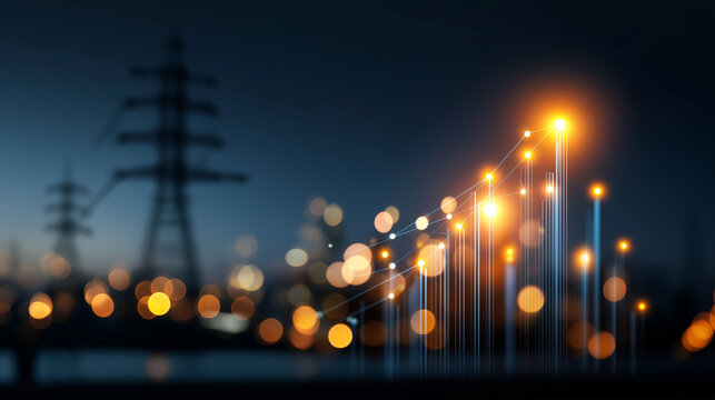 Graph depicting predictive analytics for demand forecasting defocused energy sector background data visualization concept power consumption prediction sustainable planning