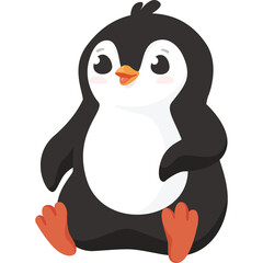Cute Cartoon Penguin Sitting Down With A Transparent Background
