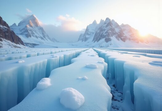 Distinctive Snowfield Demarcation Point Enhanced Visibility Focus Amidst Characterized Peaks