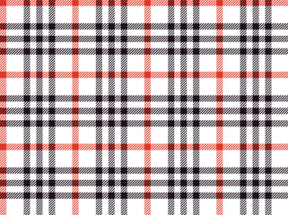 Tartan plaid pattern, black and white thin striped plaid seamless pattern. Minimal plaid check fabric background for textile, print and fashion design