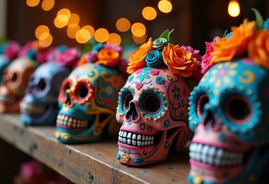 Intricate Sugar Skull Decorations for Day of the Dead with Dazzling Patterns and Designs