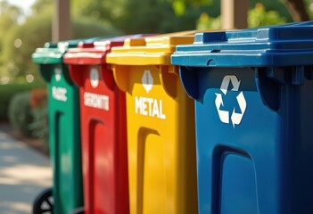 Sorted Recycling Bin Arrangement Organized for Efficient Waste Segregation Colors Boxes