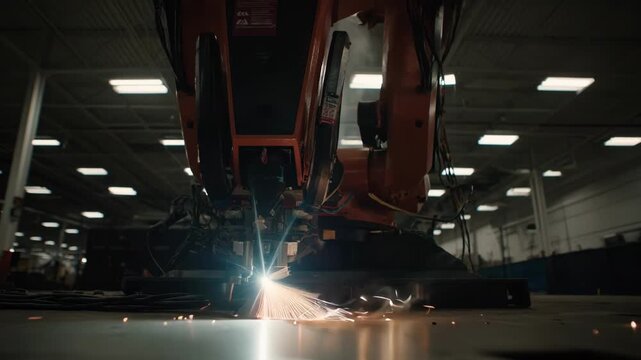 Industrial robotic equipment smoothly delivering molten metal into casting mold emphasizing streamlined production and reduced human error in factories.