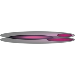 Abstract shape with pink and black gradient oval forms and smooth blending in a symmetrical horizontal composition on a white background symbolizing futuristic technology or science concept