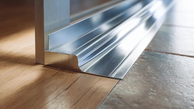 Medium shot of smooth aluminum flooring profiles highlighting sleek seamless design ideal for modern interiors and easy maintenance.