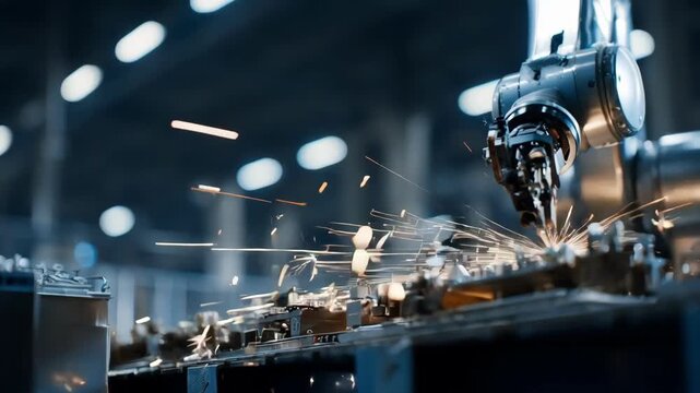 Close view of a robotic arm in a fullyautomated pouring setup demonstrating seamless integration of technology to enhance production workflow and waste management.