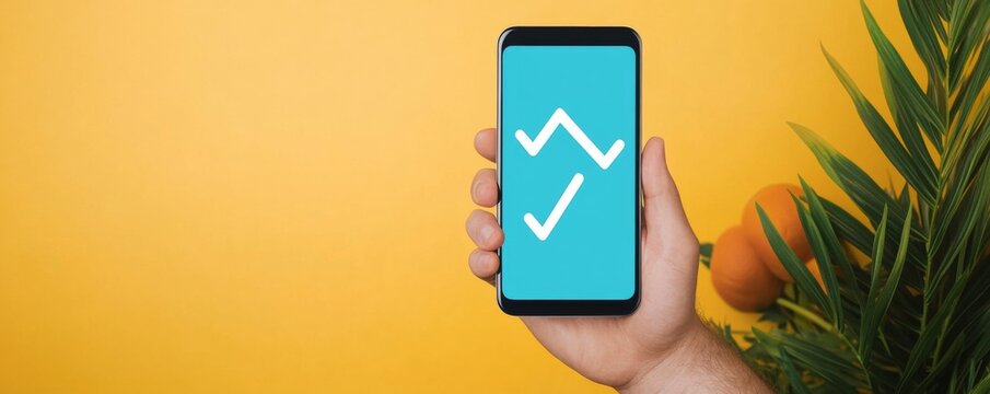 Hand Holding Phone with Data Chart App, Analytics , Finance